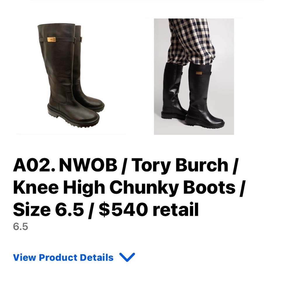 Tory Burch Black Leather Knee High Boots